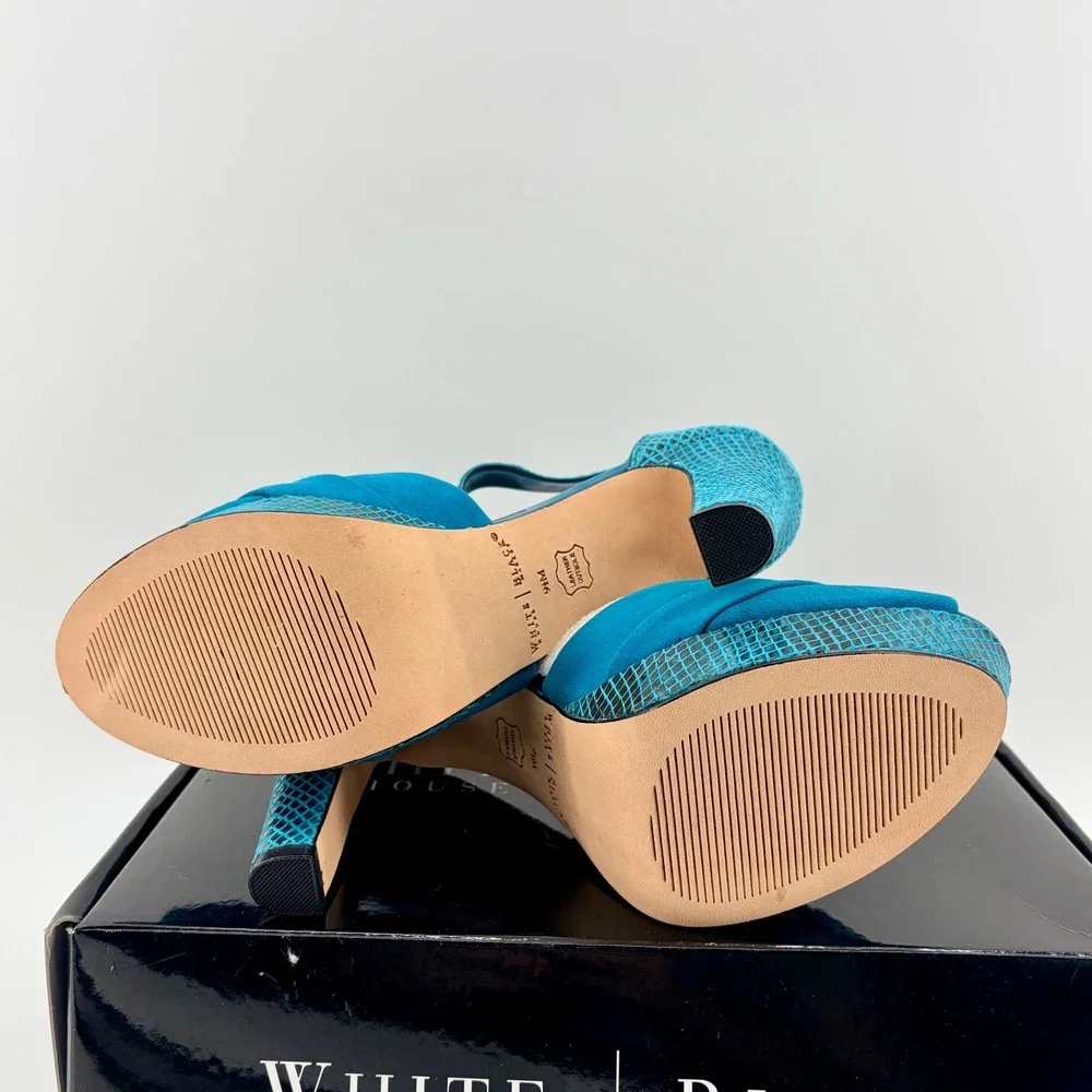 White House Black Market Teal Snake Embossed Platform Heels Size 9.5‎